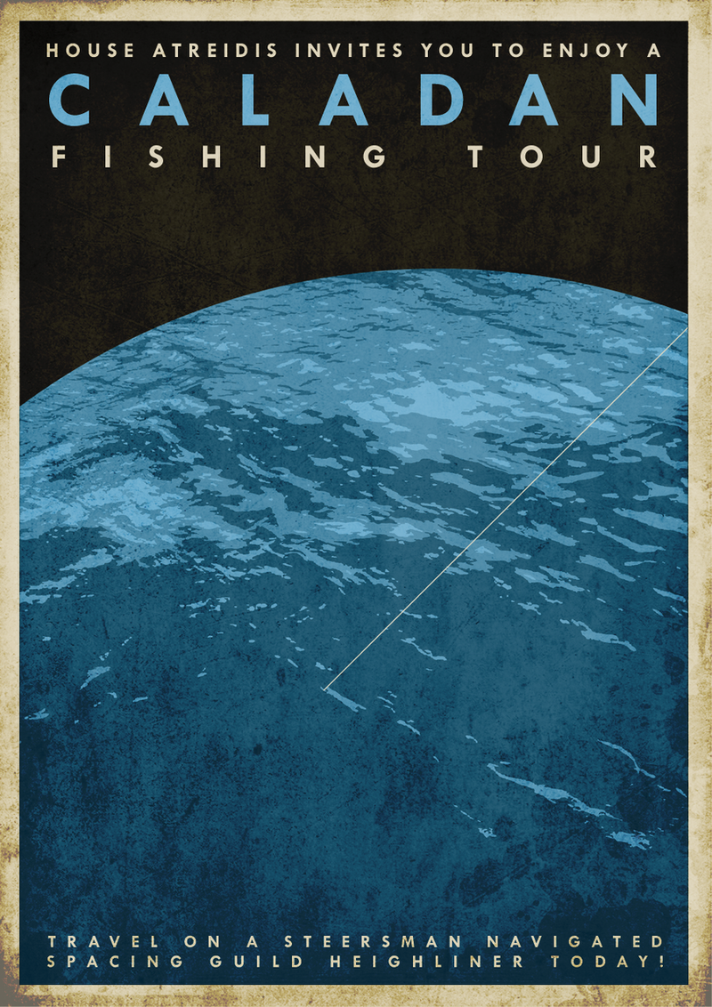 Illustration for article titled Take a vacation to Arrakis with Dune travel posters